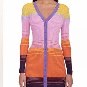 STAUD Multicolor Striped Midi Dress